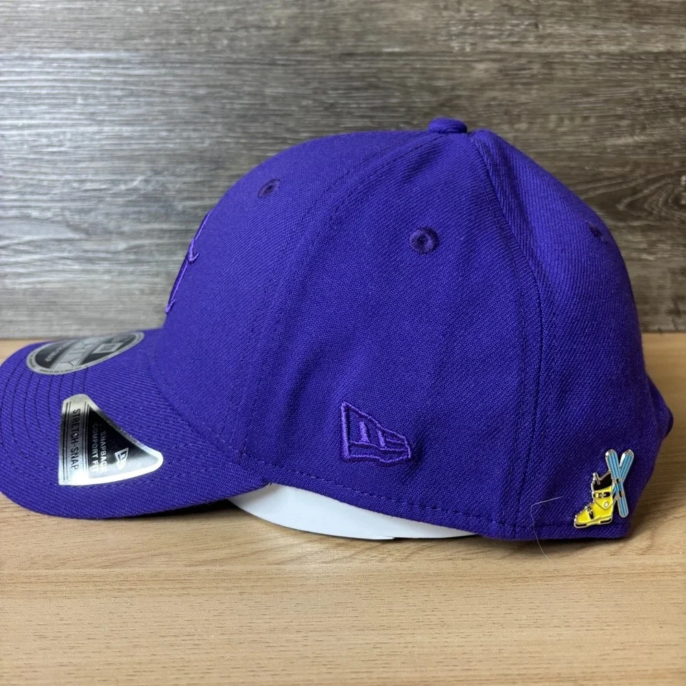 New Era Hat Cap Snap Back Trucker Purple Ski Skiing Embroidered Mens